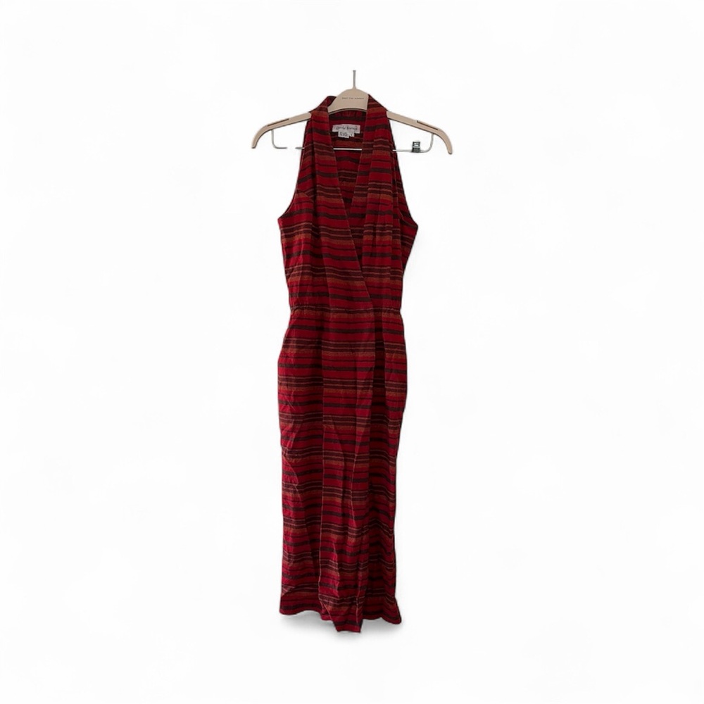 Vintage David Warren Red Stripe Halter Dress‎ Size 8 Bodycon Midi Y2K